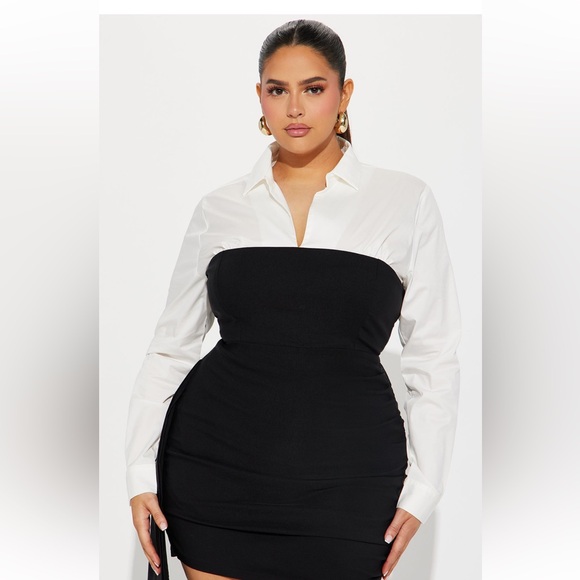 Beverly Draped Mini Dress - Black/white - Picture 2 of 3